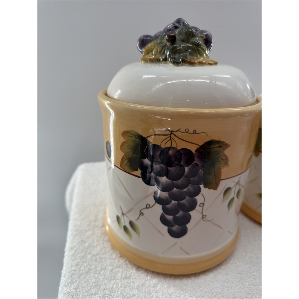 Set of 3 Canister & Lid Sonoma Villa - Rubber Seal Ceramic Home Interiors Fruits - Picture 2 of 12